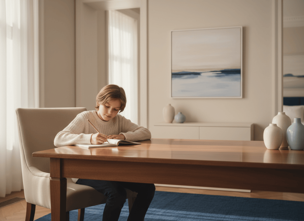 Enfant travaillant dans une ambiance chaleureuse