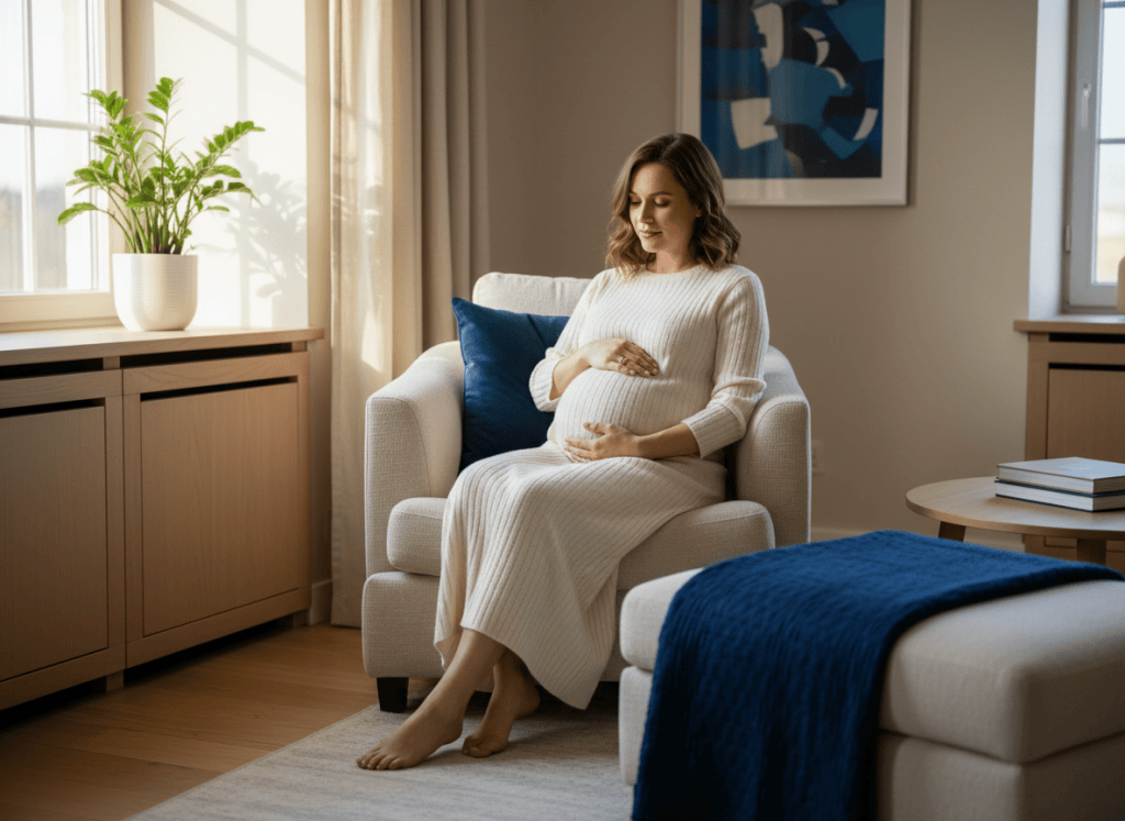 Femme enceinte dans une ambiance sereine